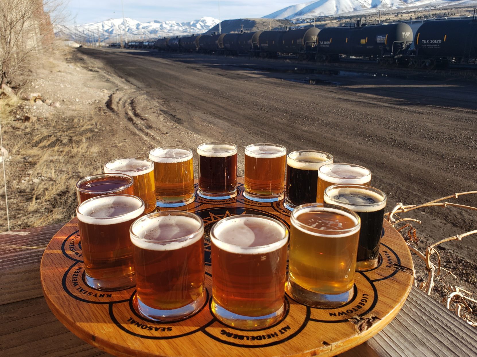 PVB sample tray on patio